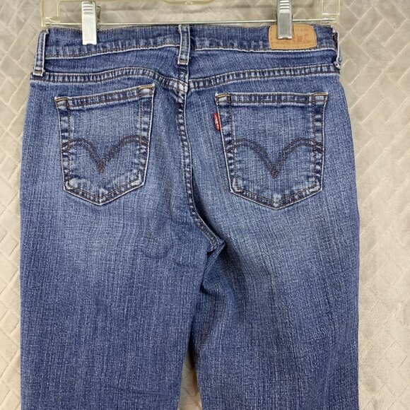 Levis 505 Womens 4 Short Denim Jeans Blue 505 Straight Leg Medium Wash Stretch - Picture 12 of 16